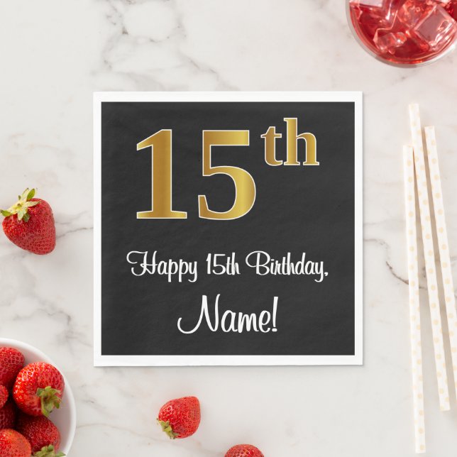 Guardanapo De Papel 15 Birthday ~ Elegante Luxurioso Faux Dourado apar (Insitu)