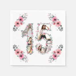 Guardanapo De Papel 15 Birthday Girl Flower Collage White
