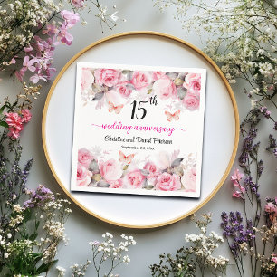 Guardanapo De Papel 15 Crystal Weding Anniversário Blush Rosas