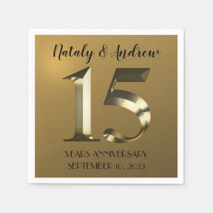 Guardanapo De Papel 15 de ouro Metálico Aniversário de Casamento