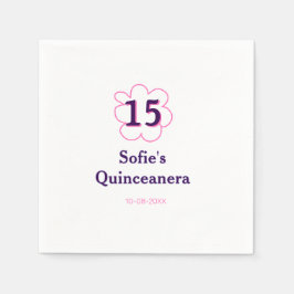 Guardanapo De Papel 15 quinceanera feliz aniversário rosa púrpura