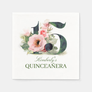 Guardanapo De Papel 15o aniversário floral de Quinceanera