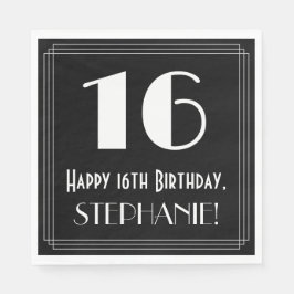 Guardanapo De Papel 16º Aniversário ~ Arte Deco Inspirou "16", Nome