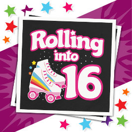 Guardanapo De Papel 16.o Aniversário Cilindro Patinando 16 anos de ida
