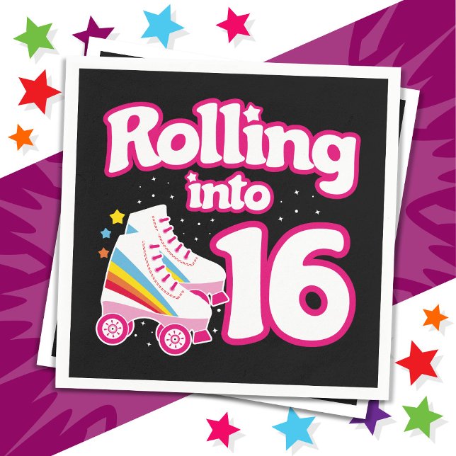 Guardanapo De Papel 16.o Aniversário Cilindro Patinando 16 anos de ida (Criador carregado)
