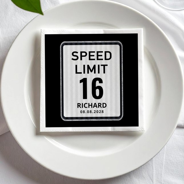 Guardanapo De Papel 16th Birthday Speed Limit Sign - ANY AGE Napkins (Criador carregado)