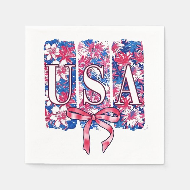 Guardanapo De Papel 1776 América 4 de julho Flores EUA (Frente)