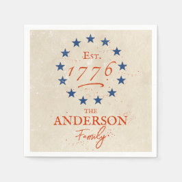 Guardanapo De Papel 1776 Estrelas Americanas e Nome da Família