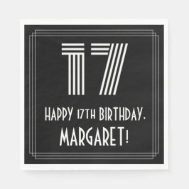 Guardanapo De Papel 17.º Aniversário: Art Deco Inspirou "17" + Nome
