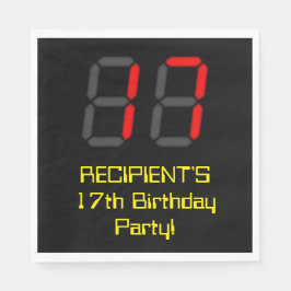 Guardanapo De Papel 17.º aniversário: Estilo de Relógio Digital Vermel