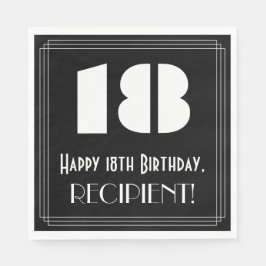 Guardanapo De Papel 18.º aniversário: Art Deco Inspirou "18" + Nome