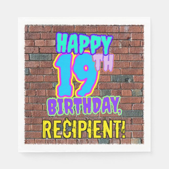 Guardanapo De Papel 19º aniversário ~ Divertido, Grafite Urbano Inspir (Frente)