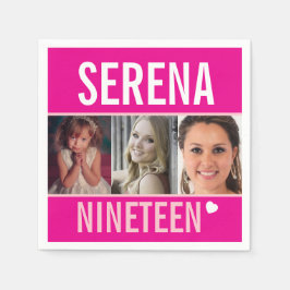 Guardanapo De Papel 19º evento de festa de aniversário, cor-de-rosa pe