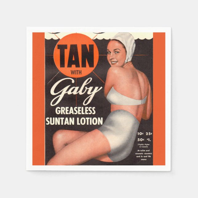 Guardanapo De Papel 1950 Gaby Suntan Lotion e (Frente)