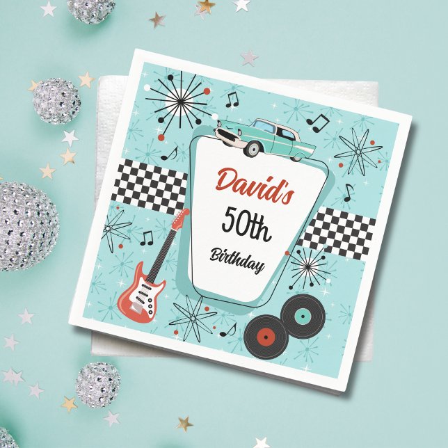 Guardanapo De Papel 1950's Retro Party  (Retro 1950s party napkins
)