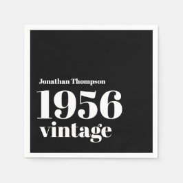 Guardanapo De Papel 1956 Vintage Name Black 70th Birthday Party
