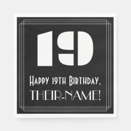 Guardanapo De Papel 19.º Aniversário: Art Deco Inspirou "19" + Nome