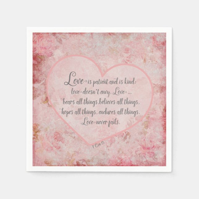 Guardanapo De Papel 1 Cor 13 - O amor é o amor do paciente é gentil (Frente)
