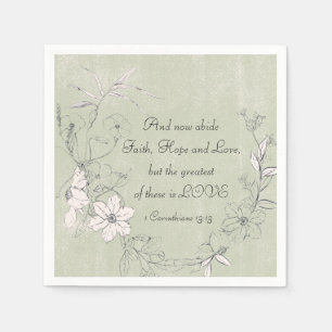 Guardanapo De Papel 1 Corinthians 13:13 Faith Hope Amor Simples Floral