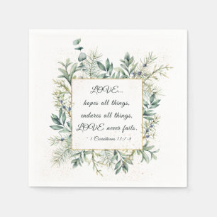 Guardanapo De Papel 1 Corinthians 13:7-8 Elegante Winter Greenery