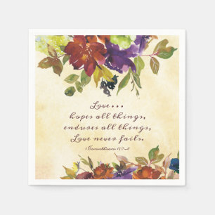 Guardanapo De Papel 1 Corinthians 13:7 Amor nunca falha outono Floral