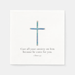 Guardanapo De Papel 1 Pedro 5:7 Cruz Minimalista