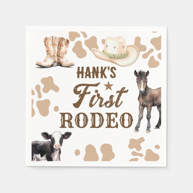 Guardanapo De Papel 1rua Rodeio Birthday Boy Western Paper Napkin (Frente)