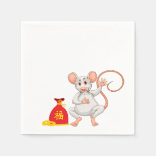 Guardanapo De Papel 2020 Ano do Saco Vermelho do Cartoon Branco