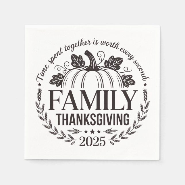 Guardanapo De Papel 2025 Thanksgiving Family Keepsake Design (Frente)