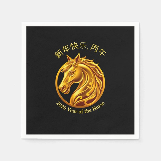 Guardanapo De Papel 2026 Chinese New Years- Gold Horse (Frente)