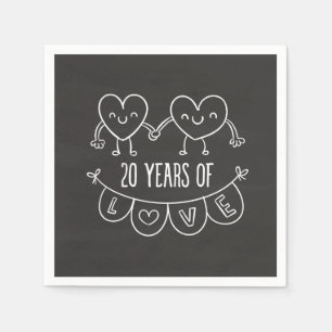 Guardanapo De Papel 20 Anniversário Gift Chalk Hearts