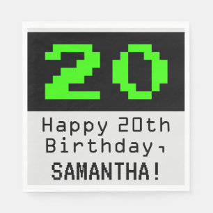 Guardanapo De Papel 20 Birthday - Estilo Nerdy / Geeky "20" & Nome