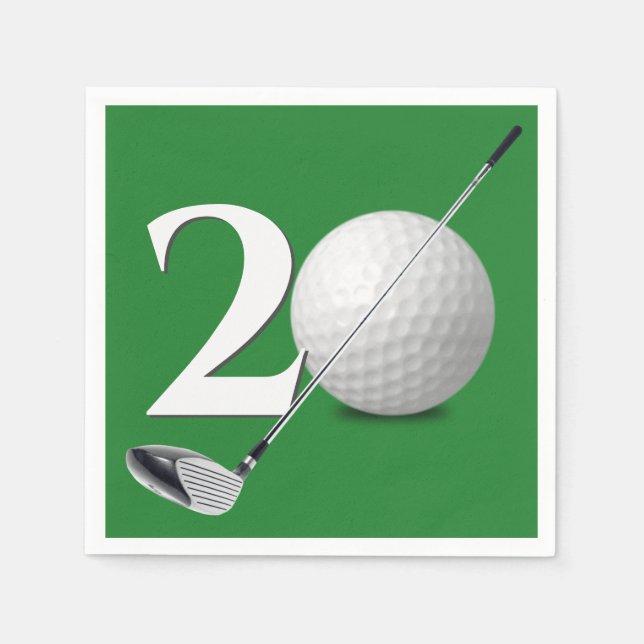 Guardanapo De Papel 20 Birthday Golf Ball And Club (Frente)