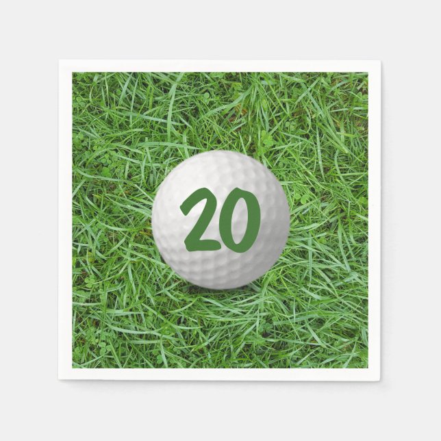 Guardanapo De Papel 20 Birthday Golf Ball em Grass Napkins (Frente)