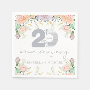 Guardanapo De Papel 20o aniversário de casamento floral elegante