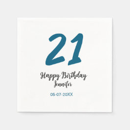 Guardanapo De Papel 21 anos negrito - letra azul simples mínimo