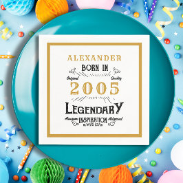 Guardanapo De Papel 21st Birthday Born 2005 White Gold Legend