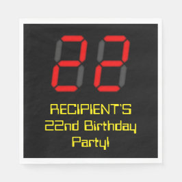 Guardanapo De Papel 22º Aniversário: Estilo de Relógio Digital Vermelh