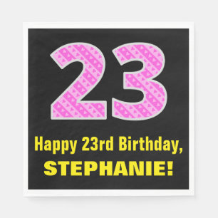 Guardanapo De Papel 23.o aniversário: Listras e Corações Rosa "23"