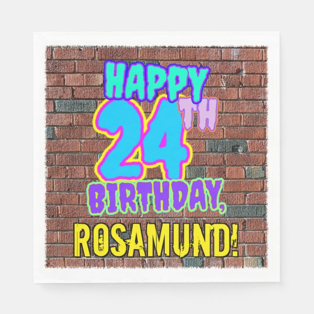 Guardanapo De Papel 24º aniversário ~ Divertido, Grafite Urbano Inspir (Frente)