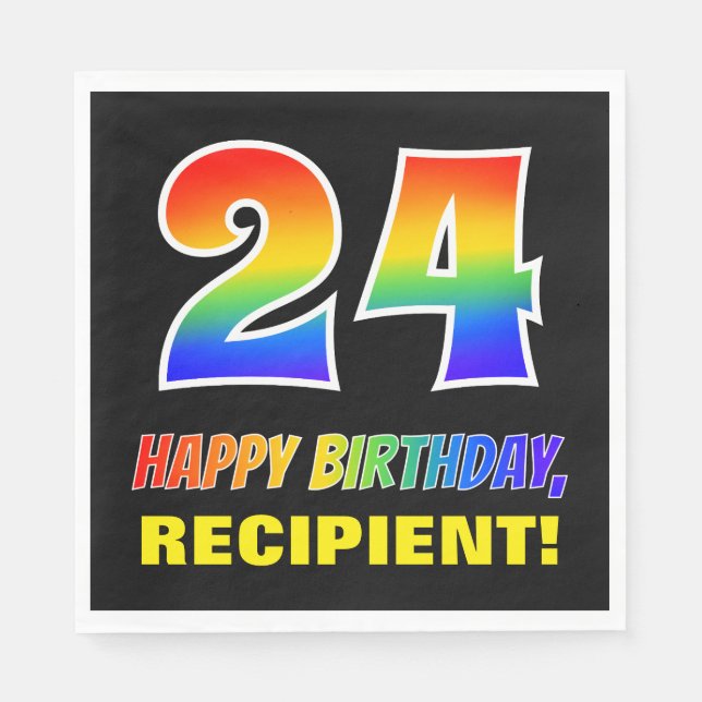 Guardanapo De Papel 24.º aniversário: Negrito, Divertido, Simples, Arc (Frente)