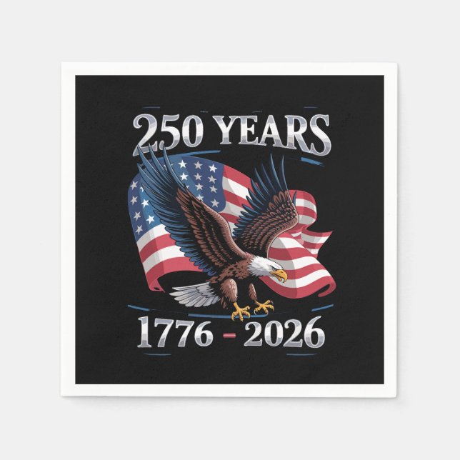 Guardanapo De Papel 250 Years 4th Of July Eagle USA Flag 1776 2026 (Frente)