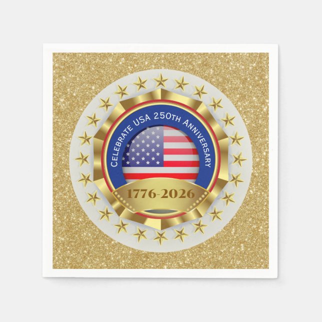Guardanapo De Papel 250th Anniversary USA Patriotic | 1776–2026 (Frente)