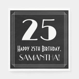 Guardanapo De Papel 25 Aniversário ~ Arte Deco Inspirou "25", Nome