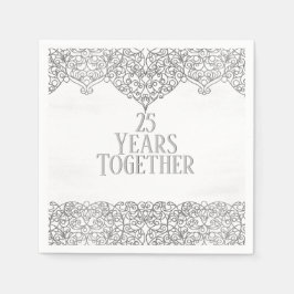Guardanapo De Papel 25 Aniversário De Silver Lace Em Branco
