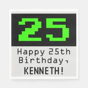 Guardanapo De Papel 25 Birthday - Estilo Nerdy / Geeky "25" & Nome