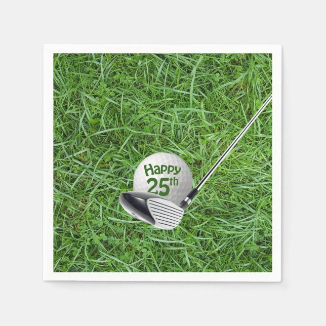 Guardanapo De Papel 25 Birthday Golf Ball and Club Napkins (Frente)