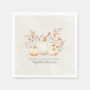 Guardanapo De Papel 25 Birthday White Pumpkin Fall Folha Personalizada