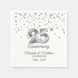 Guardanapo De Papel 25o aniversário de casamento de prata