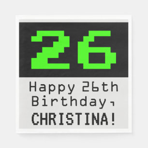 Guardanapo De Papel 26º aniversário - Estilo Nerdy / Geeky "26" & No